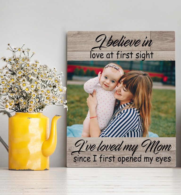 Custom personalized photo to canvas prints wall art Mother's day gifts idea, pictures on canvas Christmas, birthday presents for daughter & son - Mom My First Love