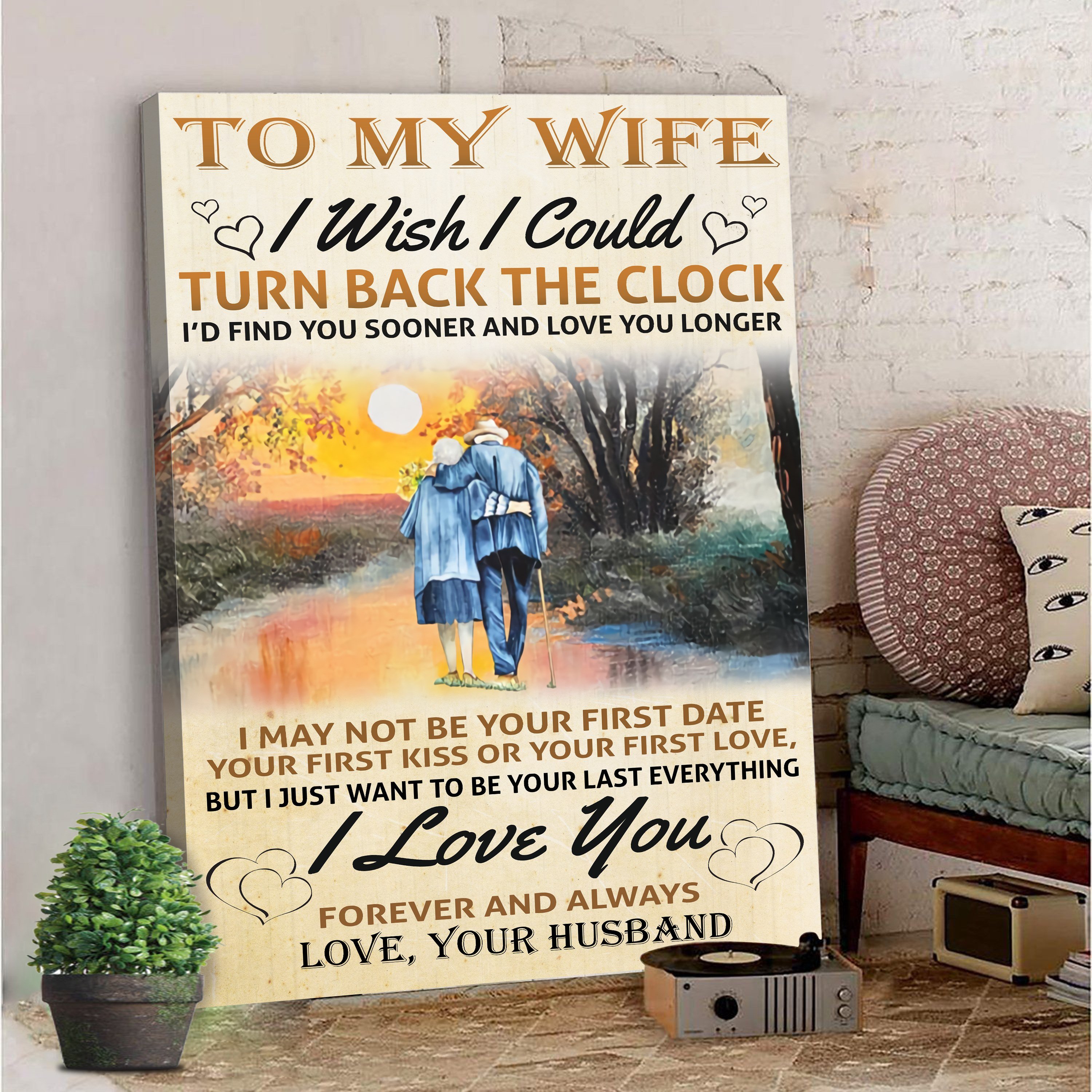 To My Wife I Wish I Could Turn Back The Clock Canvas Wife