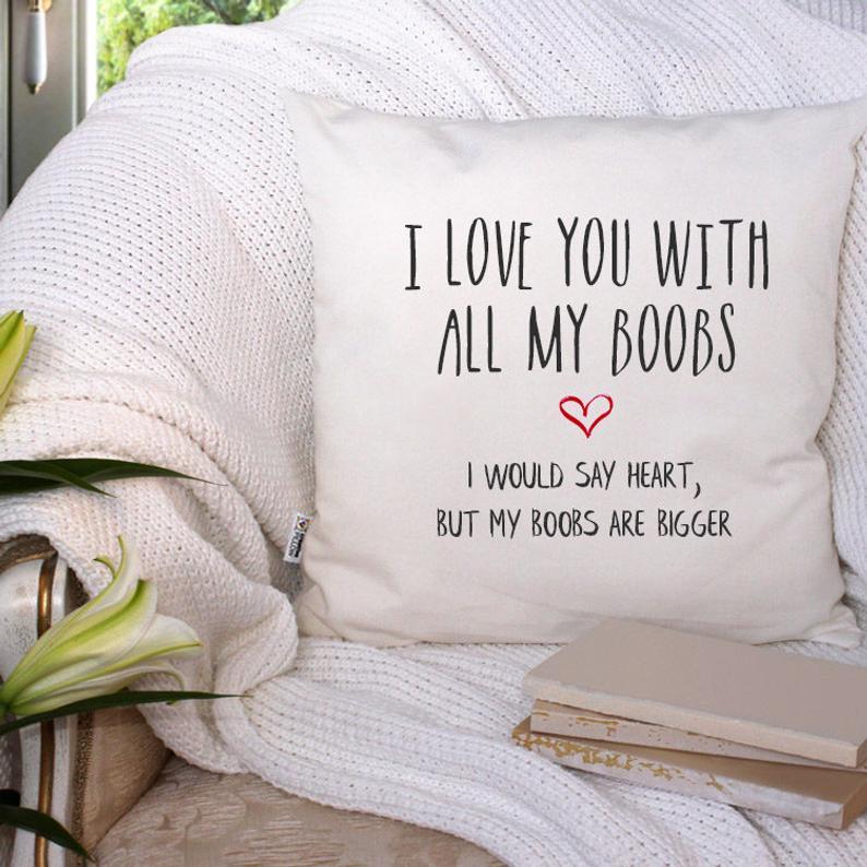 Funny Anniversary Gift For Boyfriend Naughty Anniversary Funny Valentines Day Gift for Him Message On Pillow Our First Year Fun Husband Gift Poster Canvas pillow
