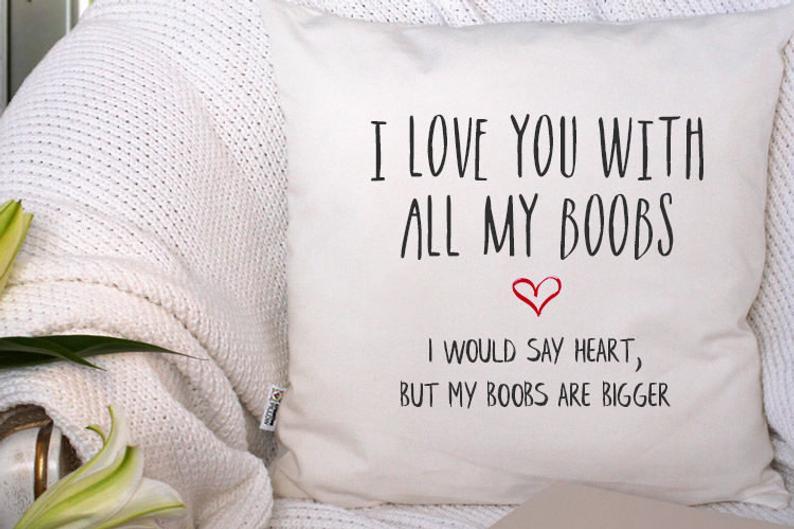 Funny Anniversary Gift For Boyfriend Naughty Anniversary Funny Valentines Day Gift for Him Message On Pillow Our First Year Fun Husband Gift Poster Canvas pillow
