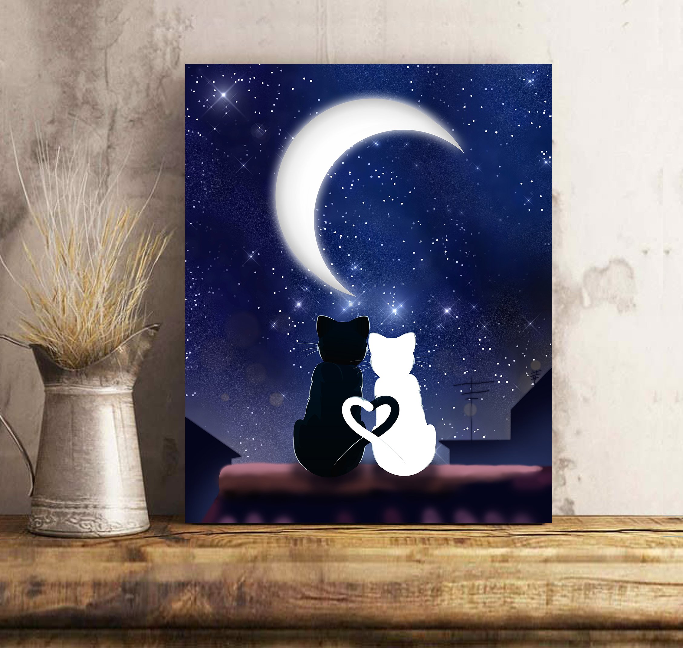 Cat Moon Couple Canvas