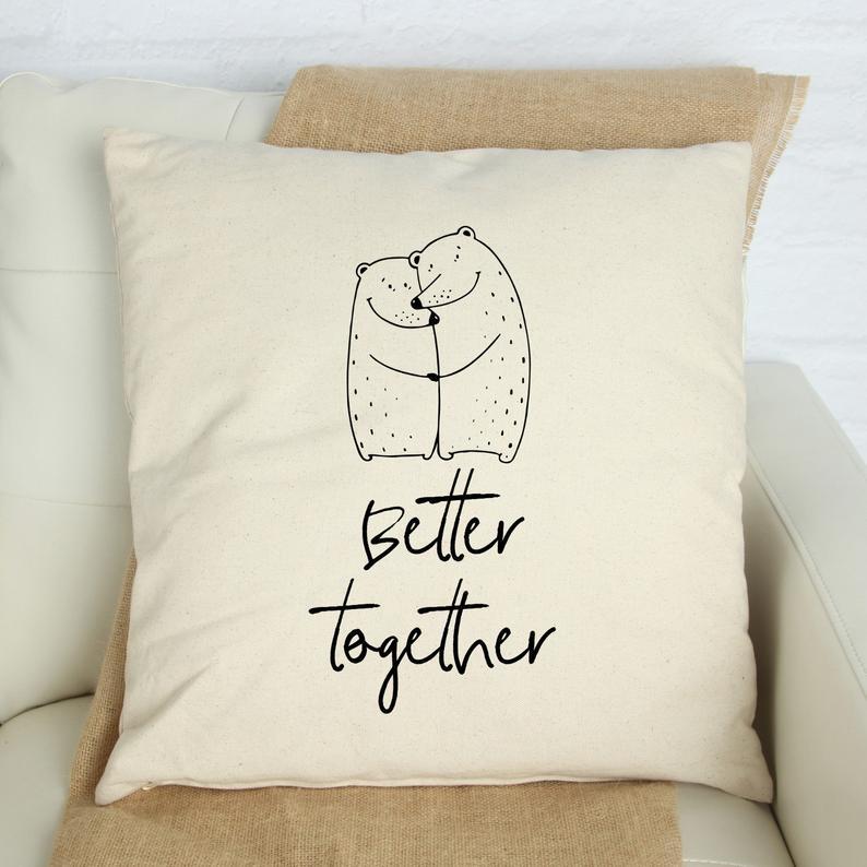 Better together / Cute Valentine's Day gift for her / Bear hugs / Romantic Gift for women / Funny Valentines day gift Poster Canvas Pillow