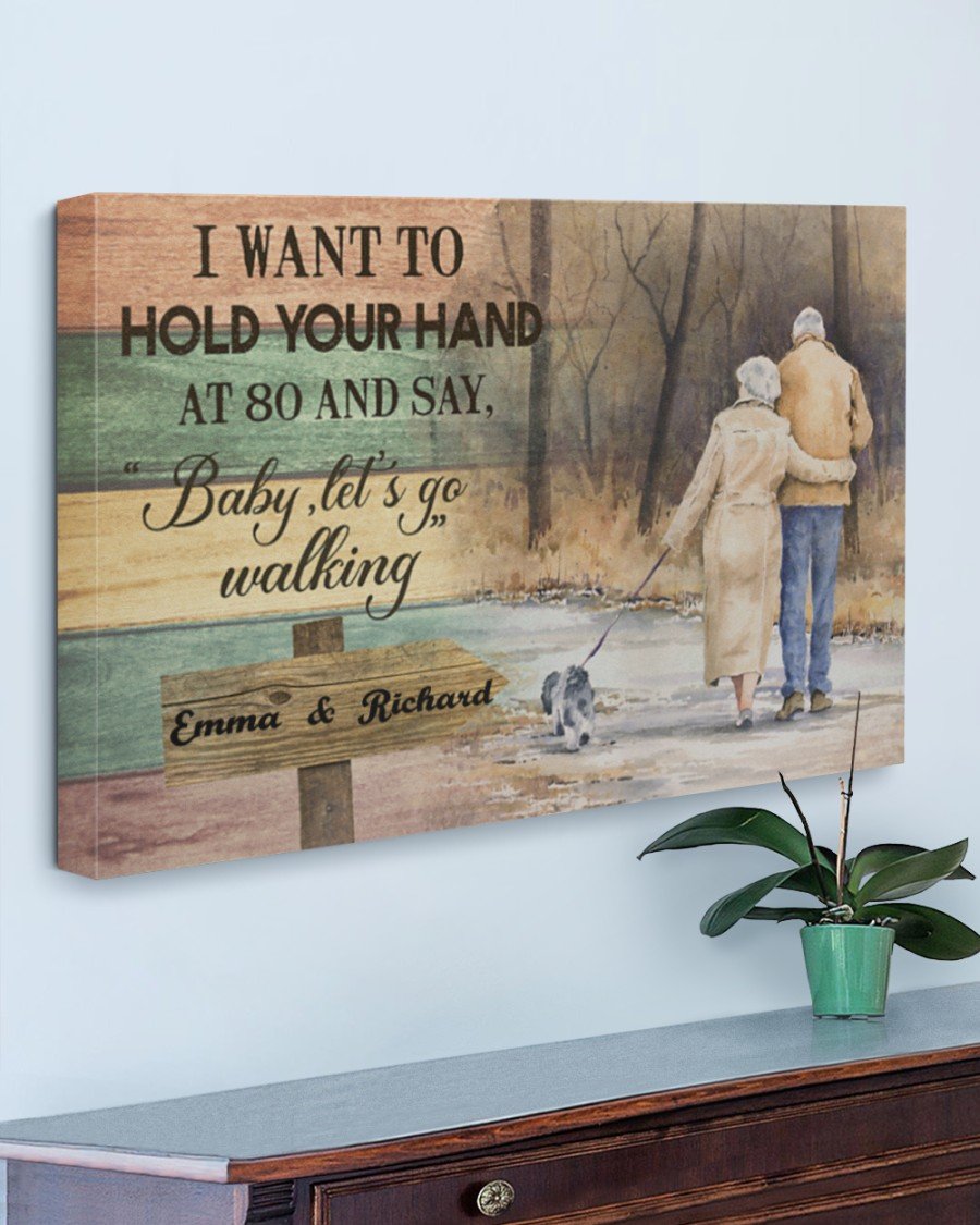 Personalized couple Poster Canvas - Fishing, I want to hold your hand at 80 and say - Valentine gift for him/her, couple gift