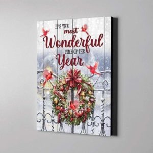 Cardinal The Most Wonderful Time Of The Year Christmas Canvas Prints #1410H