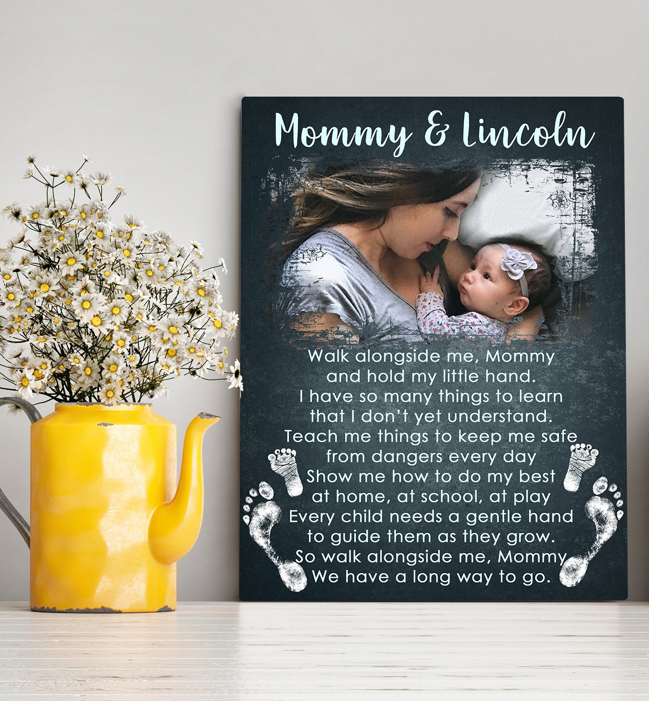 Custom personalized photo to canvas prints wall art Mother's day gifts idea, pictures on canvas Christmas, birthday presents for daughter & son - Mommy Walk Alongside Me