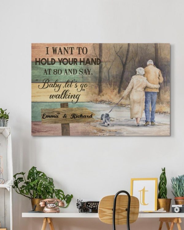 Personalized couple Poster Canvas - Fishing, I want to hold your hand at 80 and say - Valentine gift for him/her, couple gift