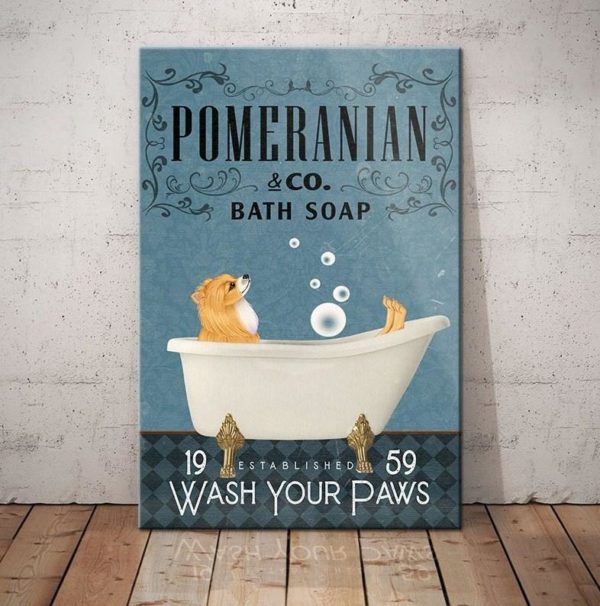 Pomeranian Dog Bath Soap Company Poster Canvas