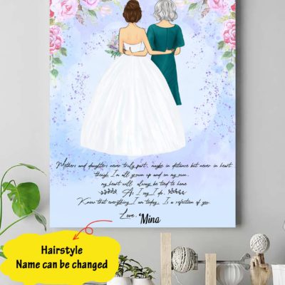 Custom personalized photo to canvas prints wall art Mother's day gifts idea, pictures on canvas Christmas, birthday presents for daughter & son - Mother Daughter On Wedding Day