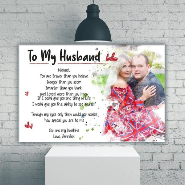 Personalized Couple Poster Canvas - Valentine gift To My Husband, Husband Poster Canvas Quote,Custom Your Photo and Name, On Our Anniversary