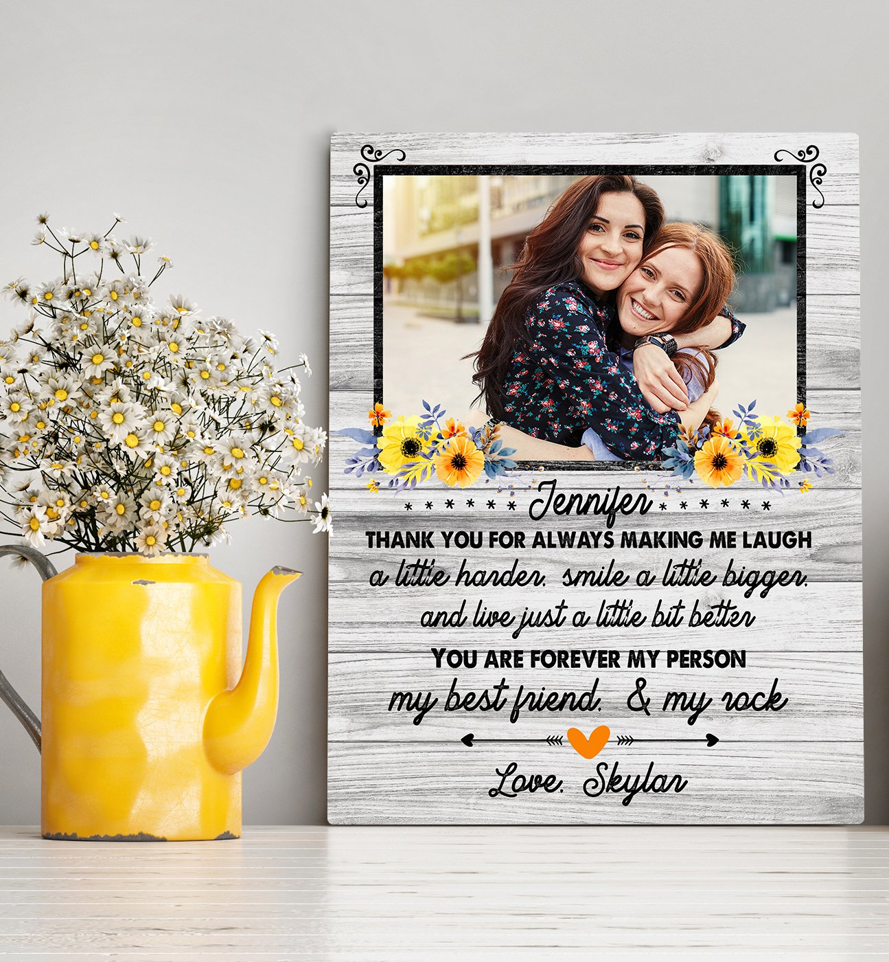 Custom personalized best friend photo to canvas art print Birthday gift ideas for friends, christmas friendship gifts - My Best Friend My Rock
