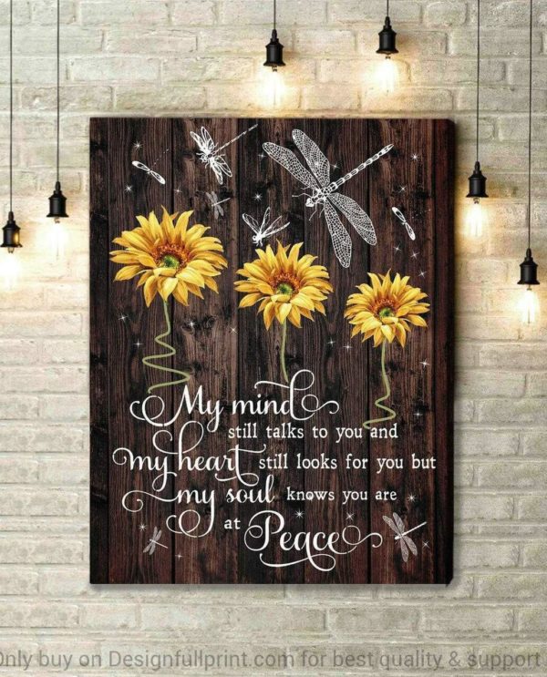 My Heart Still Looks For You Sunflower Dragonfly Rest In Peace Quote Sunflower Poster Canvas Poster Canvas PA