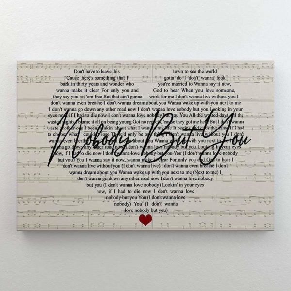 Nobody But You Lyrics Lyric Poster Canvas, Music Poster Canvas, Valentine gift for her/him, family gift
