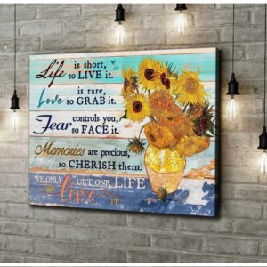 Sunflower - Poster Canvas - Life is short, so live it