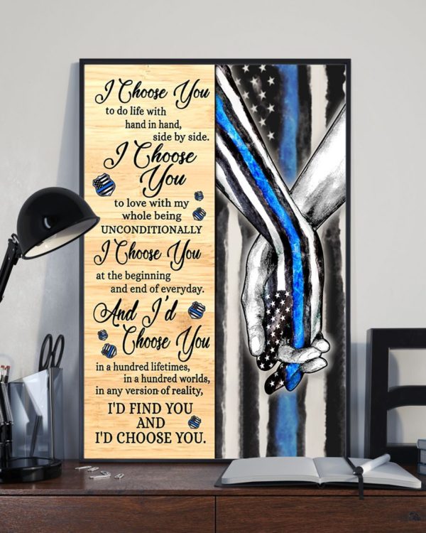 Blue - I Choose You Gallery Wrapped Poster Canvas - I choose you at the begining and the end of every day - Valentine gift for her/him