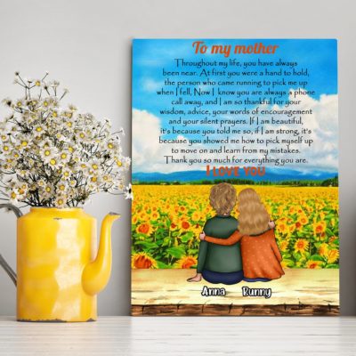 Custom personalized canvas prints wall art Mother's day gifts idea, Christmas, birthday presents for mom from daughter - Mom Thank You For Everything