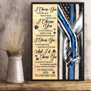 Blue - I Choose You Gallery Wrapped Poster Canvas - I choose you at the begining and the end of every day - Valentine gift for her/him
