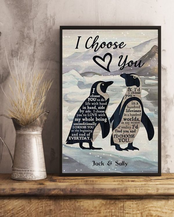 Personalized Poster Canvas - Penguin Vertical Poster Canvas - Couple Poster Canvas - I choose you - Valentine gift for him/her