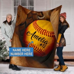 Personalized Softball Glove Blanket 3 Perfect  Son  Softball Lover
