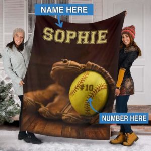 Personalized Softball Glove 4 Blanket Perfect  Son  Daughter