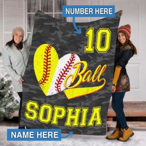 Personalized Heart Shaped Baseball Softball Ball Blanket Perfect  Son  Daughter