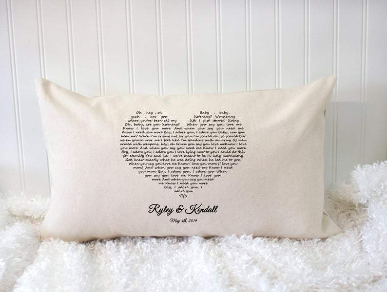 Personalized Poster Canvas Pillow, gift for valentine for her/him, First dance lyrics, heart song pillow personalize pillow gift Housewarming Pillow, Wedding Pillow