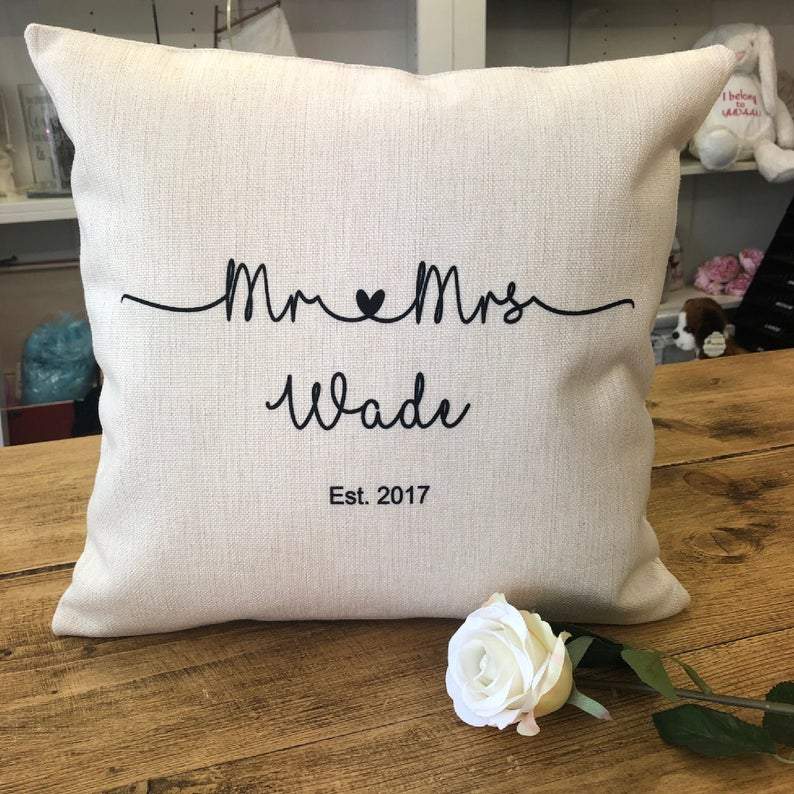Personalized Poster Canvas Pillow - Personalised Cushion Mr & Mrs - Valentine gift for him/her - Wedding Anniversary Gift