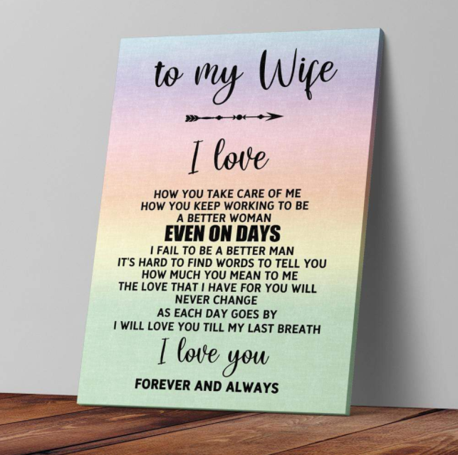 Family Poster Canvas - Couple, husband wife - I will love you to my last breath - Valentine gift for my wife
