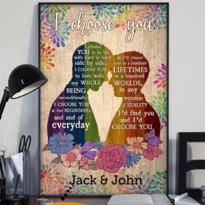 LGBT Couple Vertical Poster Canvas - I choose you to do life with hand in hand - Valentine gift, Couple gift