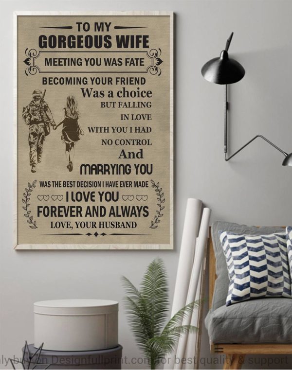 Soldier Husband To My Wife Poster Canvas Poster Canvas HG Valentine Gift For Her Valentines Gifts For Coworkers