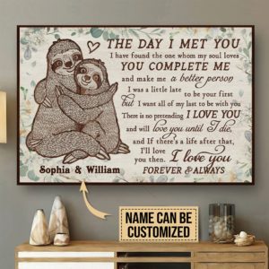 Personalized Poster Canvas - Couple Sloth - The Day I Met I Found The One Whom My Soul Loves