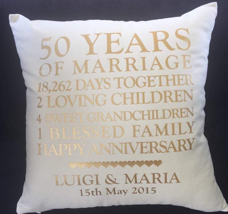Poster Canvas Pillow - Sweet Anniversary pillow with custom details to celebrate any anniversary year, 50th, 45th, 10th and even 2nd, Perfect special gift for valentine