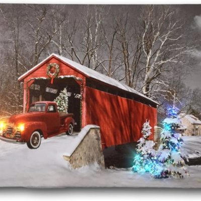 Christmas Red Truck Canvas Prints