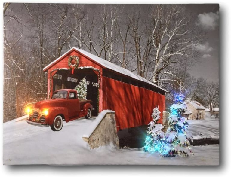 Christmas Red Truck Canvas Prints