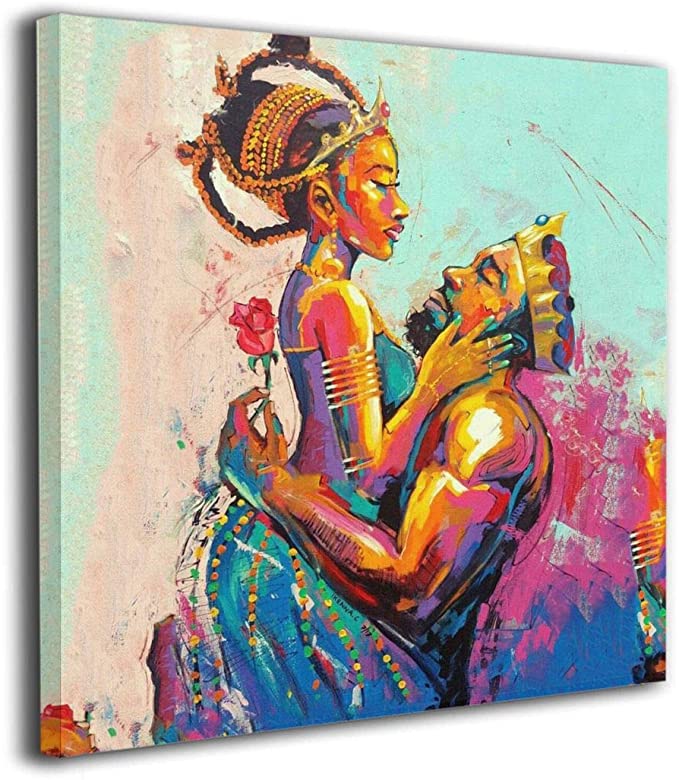 Amazing Black King And Queen Couple Canvas Wall Art