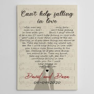 Personalized Poster Canvas - For Husband and Wife - Wedding anniversary Gift - Heart-Shaped Song Lyrics ? Custom song lyrics and couple names and date Poster Canvas