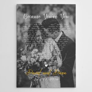 Personalized Poster Canvas - Black and White Song Lyrics on Photo Poster Canvas - Gift for valentine, anniversary - Family Poster Canvas, couple Poster Canvas