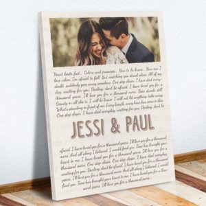 Personalized Poster Canvas - For Husband and Wife, for couple - Wedding anniversary Gift - Custom Song Lyrics On Poster Canvas With Photo