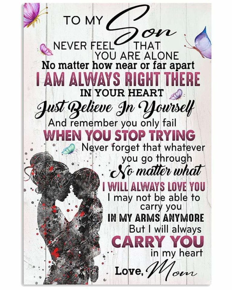Butterfly Mom to my son, never feel that you are alone Christmas gift family canvas print #V