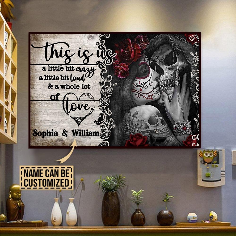 Personalize Skeleton A Little Bit Of Horizontal Poster Canvas Valentine Gift