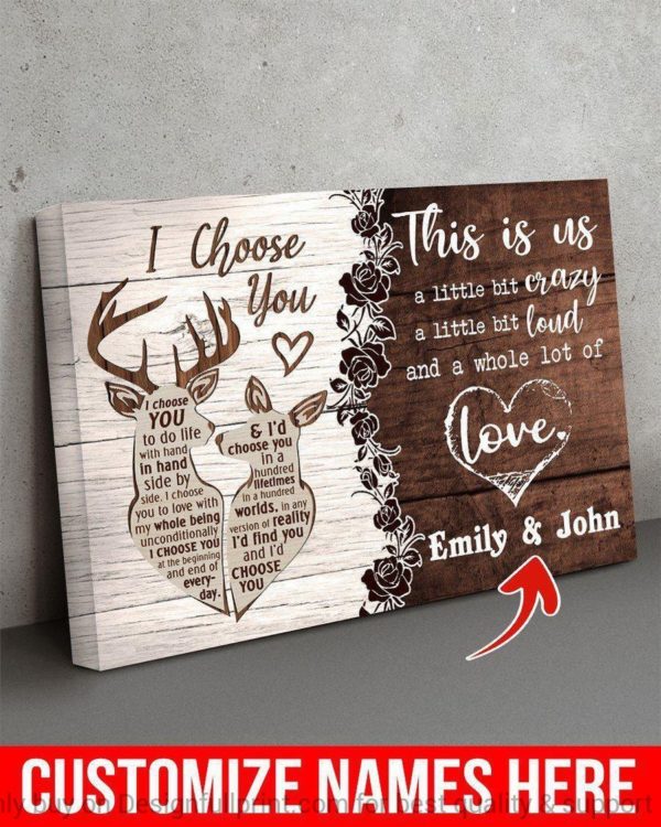 Personalized Deer LoveThis Is Us Horizontal Poster Canvas or Wall Art Poster Canvas LN Couple Deer Poster Canvas First Valentine Gift For HimValentine Gift