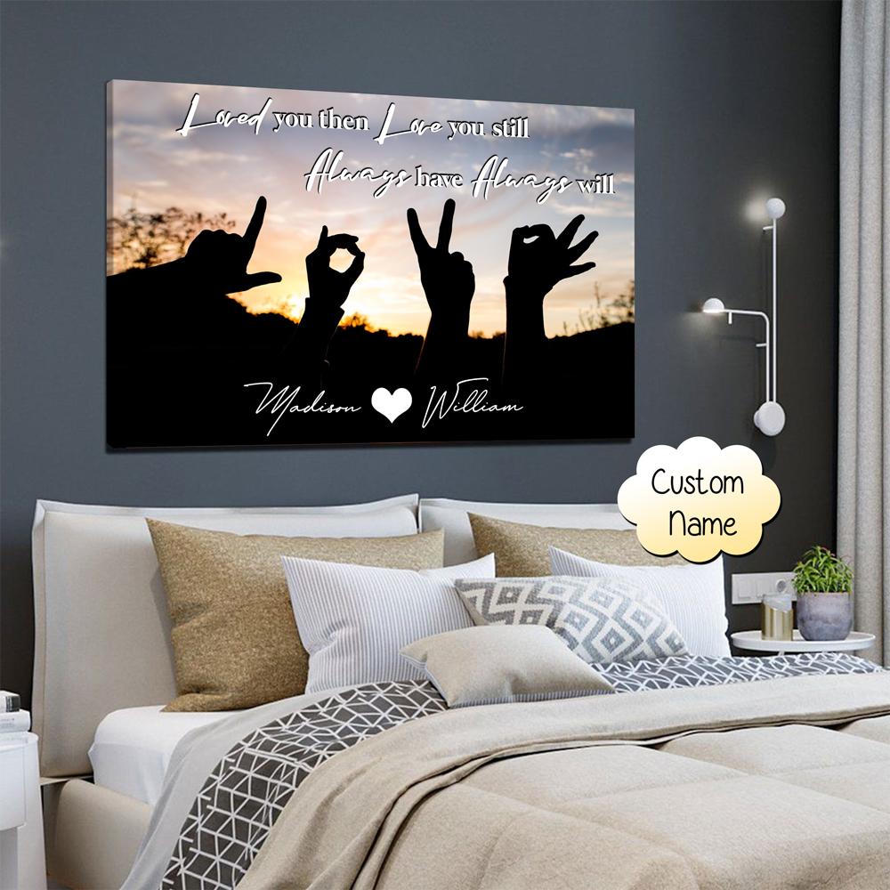 Personalized Hand Sign Horizontal Canvas - couple
