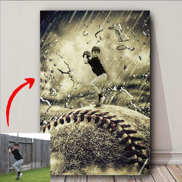 Personalized Baseball Storm Canvas Print Wall Art Custom Photo