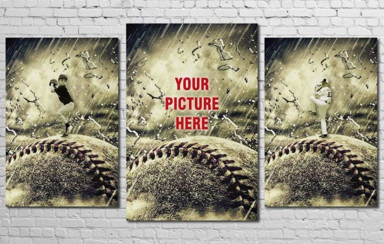 Personalized Baseball Storm Canvas Print Wall Art Custom Photo
