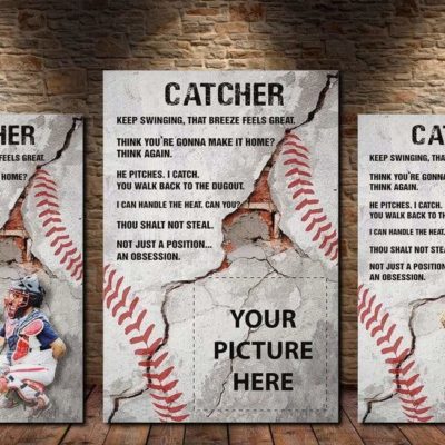 Personalized Baseball Catcher Broken Wall Art Canvas Print Custom Photo #H