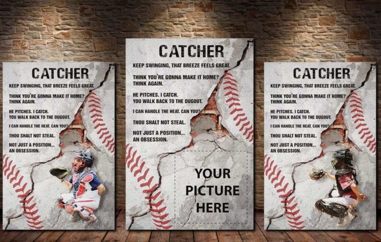 Personalized Baseball Catcher Broken Wall Art Canvas Print Custom Photo #H