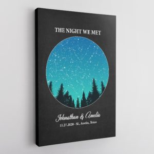 Custom Star Map Couples Wedding, Engagement Gifts Black Background Poster Canvas