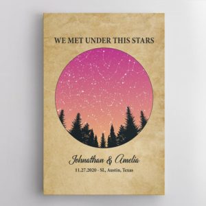 Custom Star Map Couples Wedding, Engagement Gifts Paper Background Poster Canvas