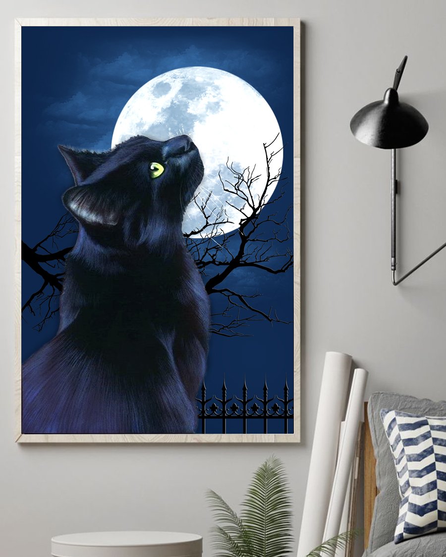 Black Cat Moon unisex womens & mens, couples matching, friends, funny family canvas holiday canvas gifts