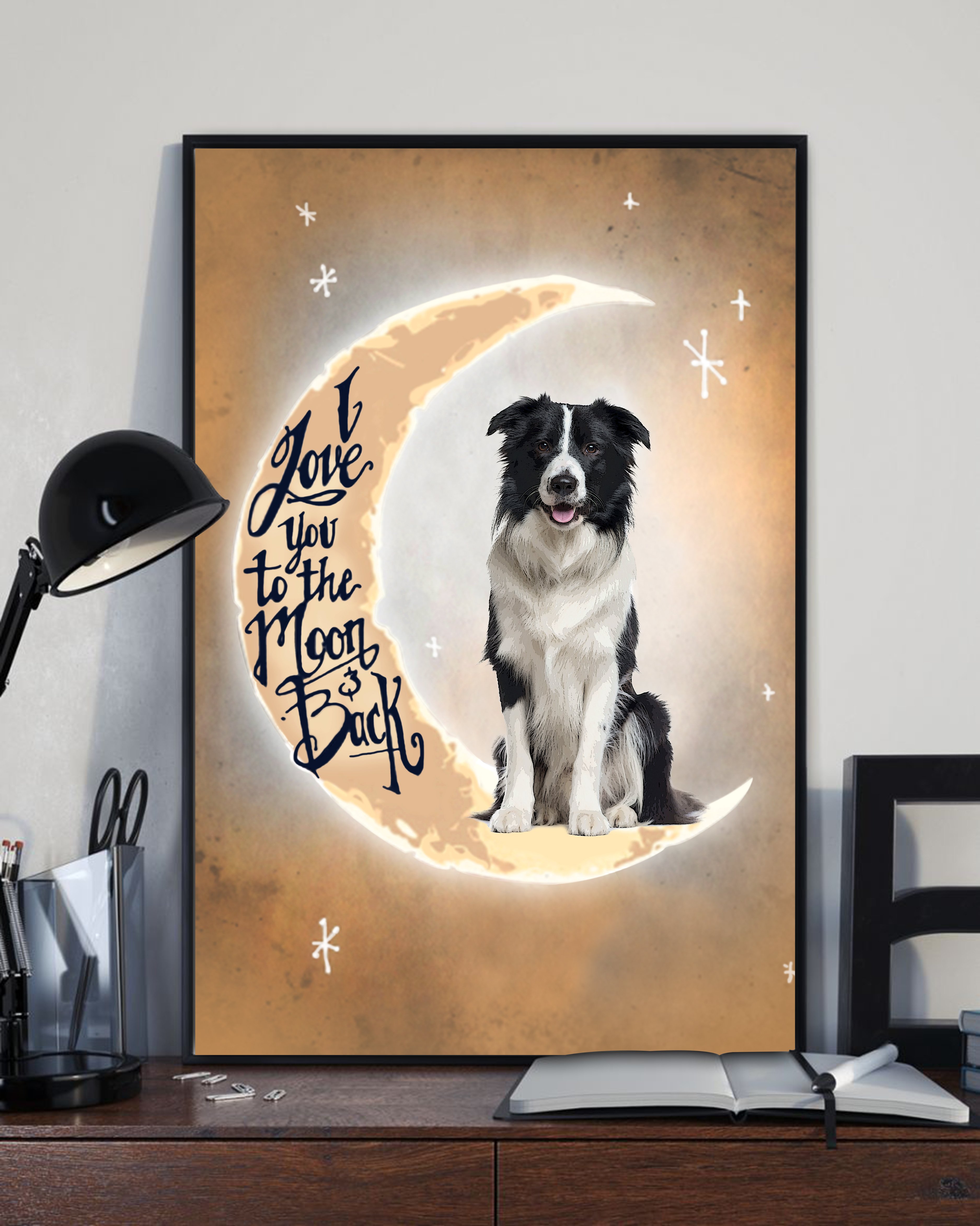 Border Collie Love to the Moon and back Canvas unisex womens & mens, couples matching, friends, funny family canvas holiday canvas gifts