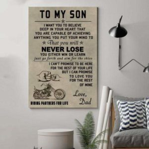 Biker Dad to my son, I want you believe you never lose Christmas gift family canvas print #V